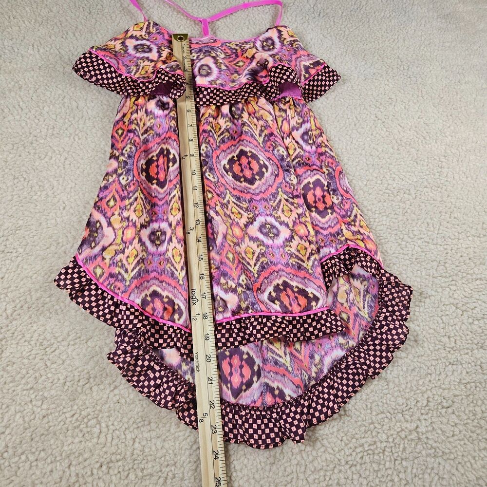 Victoria's Secret Camisole Top S Pink Purple Ikat Print Ruffle Trim Fairycore - Picture 8 of 8